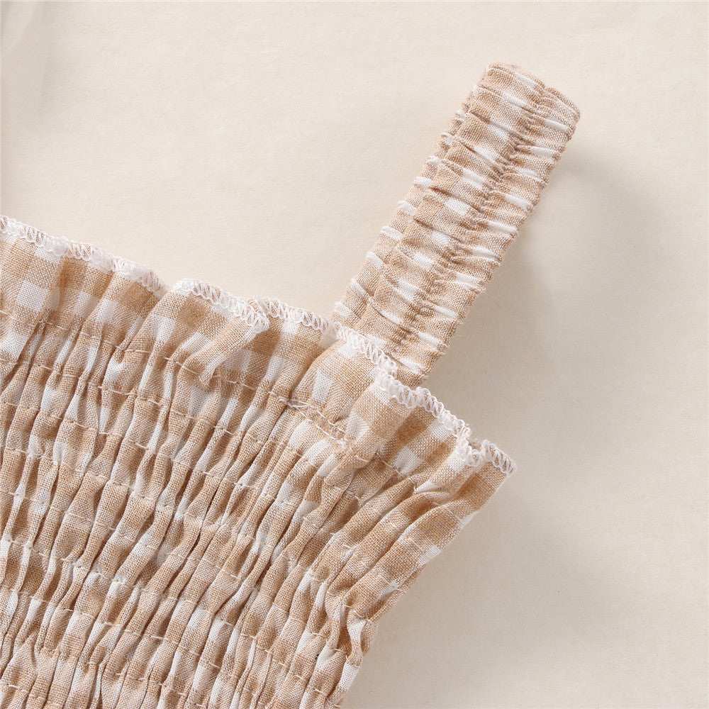 Infant Baby Girls 2Pcs Summer Outfits, Sleeveless Frill Smoc