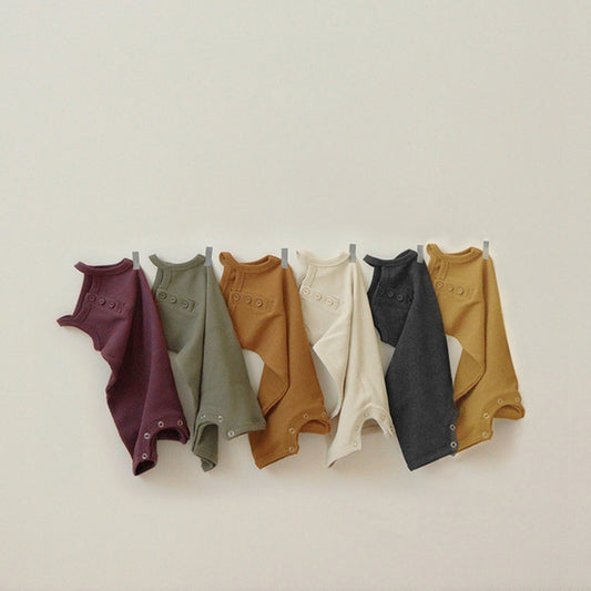 Children's Clothing Summer Simple Cotton Waffle Camisole Baby One-piece Baby Romper Bag Clothing