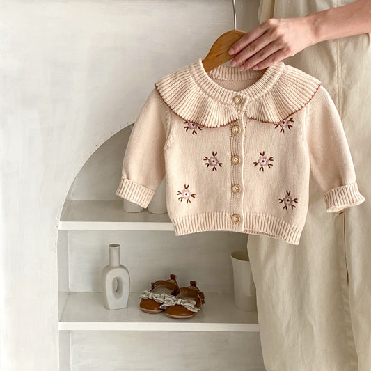 Baby Drawing Lapel Embroidered Knitted Coat
